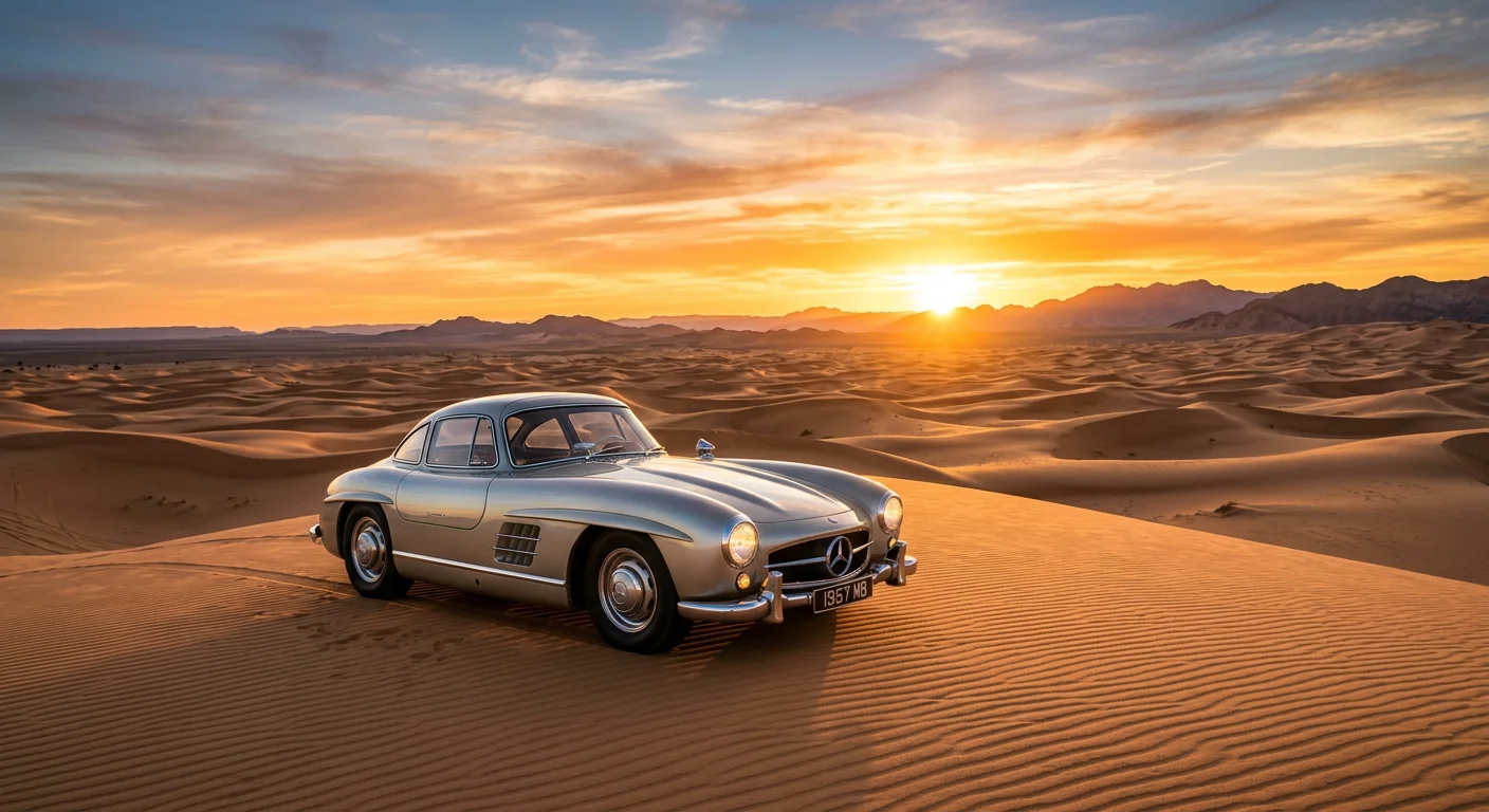 سيارة كلاسيكية تحت سماء الغروب