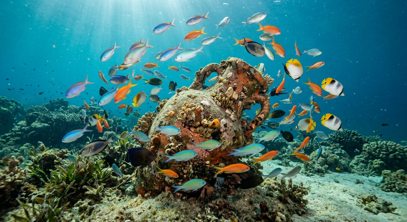 أسماك مدارية حول أثر غارق